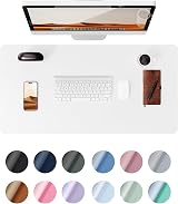 YSAGi Leather Desk Mat Large 60x35 cm White Non-Slip Waterproof