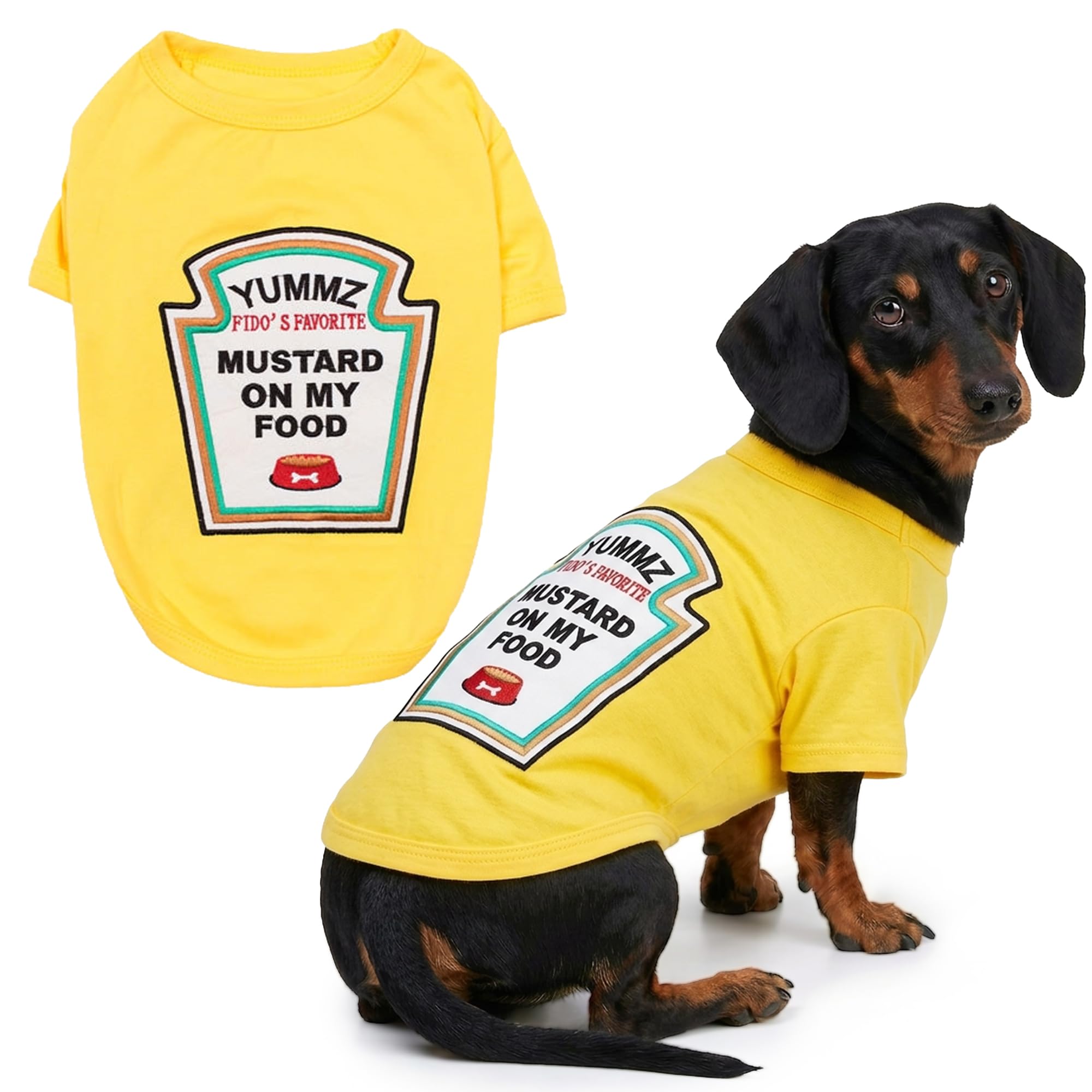 Parisian Pet - Funny Dog Cat Pet Costumes, Shirt Outfits for Halloween - Police, Prisoner, Ketchup, Mustard, Doctor, Firefighter, Sailor, Pirate (Mustard Licker, XL)