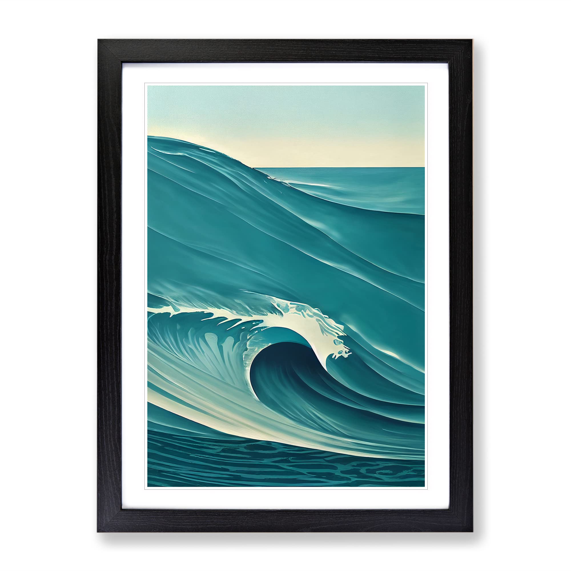 Wave Of The Ocean No.5 Framed Print | A3 Black Framed Wall Art | Ready to Hang | Modern Nautical Picture | Living Room Bedroom Lounge Office