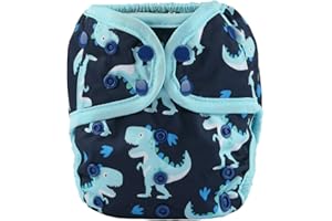 Sigzagor Baby Diaper Cover Nappy One Size 10lbs to 36lbs (Blue Dinosaurs)
