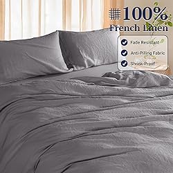 Shilucheng 100% Linen Queen Duvet Cover Set, Luxury