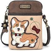 CHALA Dog Collection Cell Phone Crossbody Purse-Women PU Leather/Canvas Multicolor Handbag with Adjustable Strap
