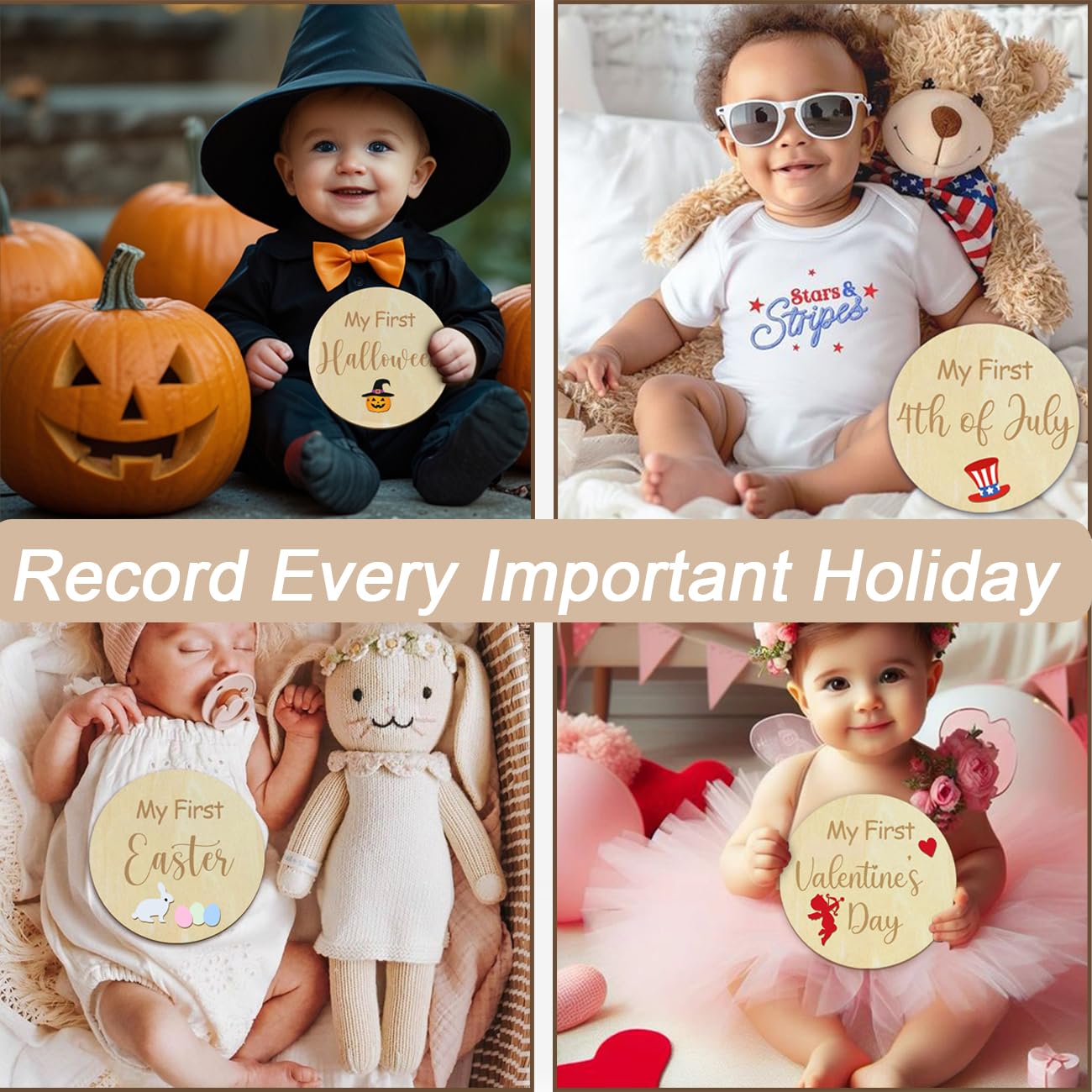 Baby Monthly Milestone Cards - My First Holiday Milestone | Baby Announcement Sign & Celebration Board | Hello World Sign | Milestone Photo Cards | Perfect Newborn Gift & Keepsake