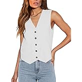 Floral Find Womens Casual Button Down Sleeveless Vest Fully Lined V Neck Business Jacket Waistcoat with Pocket
