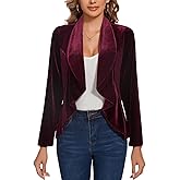 MINTLIMIT Velvet Blazers for Women Casual Work Office Long Sleeve Open Front Cardigan Ruffle Suit Jacket Coat Blazer