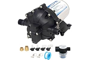RVMONSTERSHOP 12V Water Pressure Diaphragm Pump 5-Chamber, 6.5GPM/70PSI Self Priming RV Water Pump include, Marine Fresh Water Transfer Pump for Camper Yacht Lawn