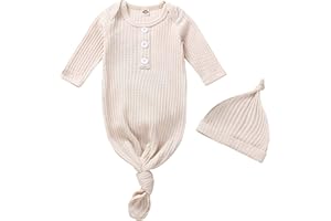 Twopumpkin Baby Girl Boy Coming Home Knotted Gown Unisex Newborn Infant Sleep Onesie Outfit Cute Baby Winter Pajamas