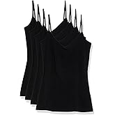 Amazon Essentials Women's Slim-Fit Knit V-Neck Layering Cami (Available in Plus Size), Pack of 4