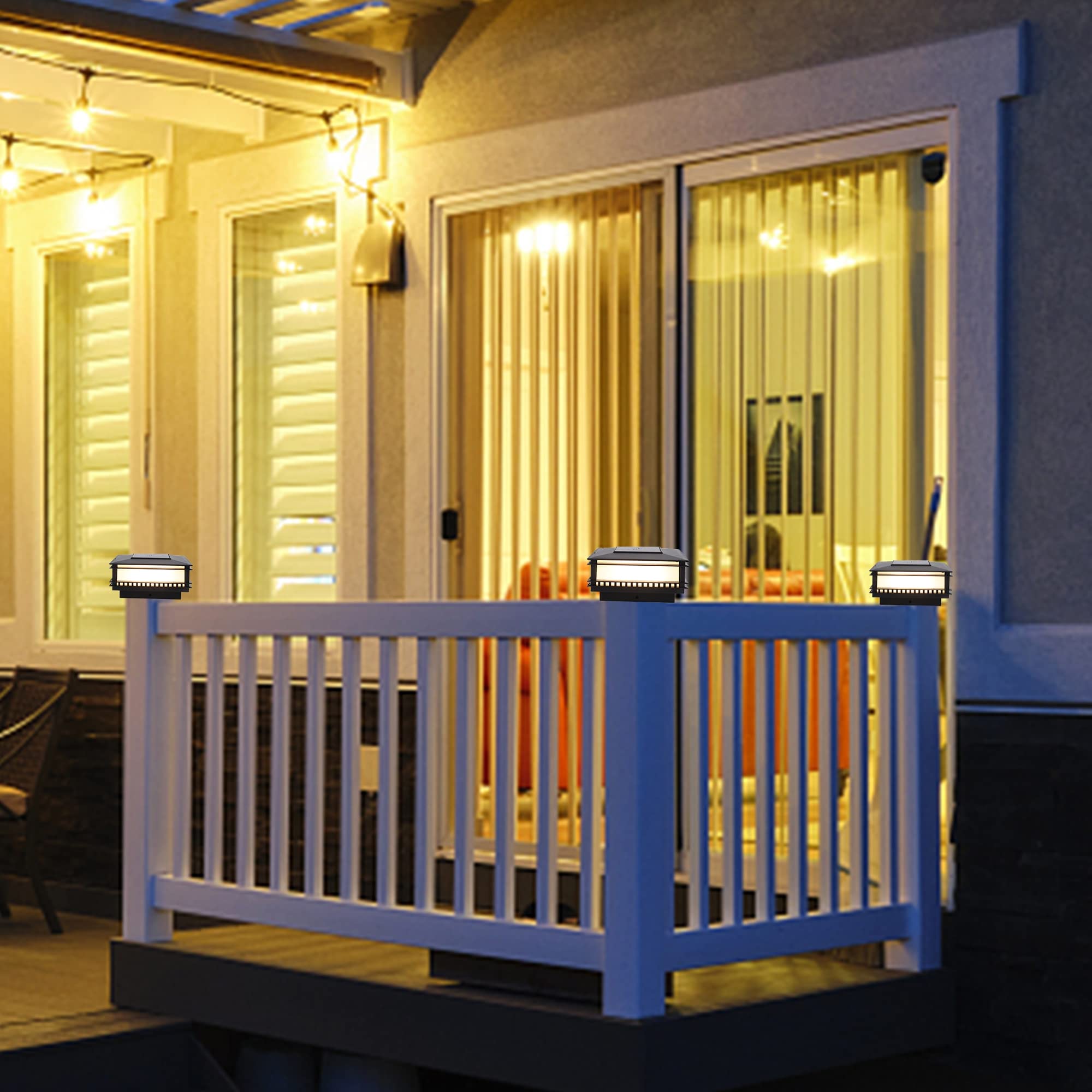 Dynaming 6 Pack Solar Post Cap Lights Outdoor, Classic Solar Powered Fence, High Brightness Warm White SMD LED Lighting Decor for Garden Deck Patio, Fit 4x4, 5x5 or 6x6 Wooden Posts