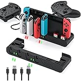 Switch Controller Charger Dock Compatible with Nintendo Switch & Switch OLED Model Joycons, MLIFEMFUL Switch Joycon Charging Dock Charges up to 6pcs Joycon with Game Card Storage Joycon Charger Stand
