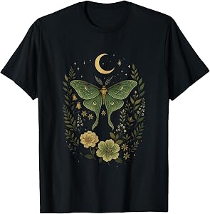 Luna Moth Cottagecore Vintage Grunge Floral Therian T-Shirt