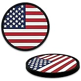 NJECT USA American Flag Automotive 3D Textured Silicone Coasters (2.6" Diameter) | Universal Fit for All Cars, Trucks, SUVs & More | Non-Slip Durable | Set of 2