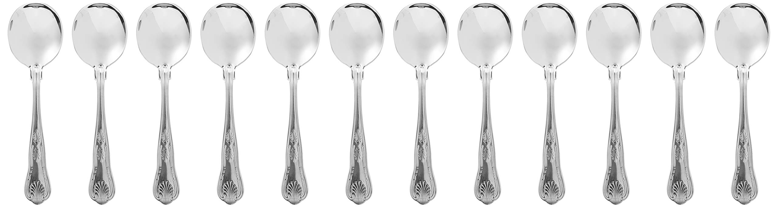 Kings Cutlery Soup Spoons - Pack of 12 | Stainless Steel Soup Spoons, Genware Kings Cutlery
