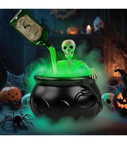 Halloween Floating Cauldron Decor With Fog & Light - Magic Potion Bottle Indoor Decoration