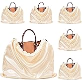 Ersmak 6 Pack Dust Bags for Handbags - Beige Silk Dust Cover Bag for Purses Shoes - Satin Drawstring Dustproof Bags for Travel Storage - 19.7 x 15.7 In