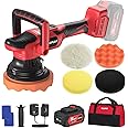 POPULO 20V cordless buffer polisher Kit with 4.0 Ah Batteries,dual action polisher, 6 inch brushless polisher buffer- 7-Speed Adjustment for Effortless Car Detailing, Waxing, and Polishing
