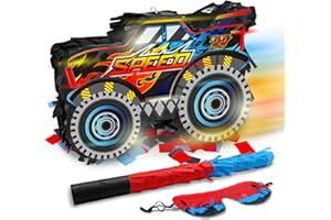 KIDEPOCH Monster Truck Pinata Car with Stick and Blindfold for Boys' Birthday Party Decoration
