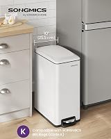 SONGMICS 48L Slim Kitchen Bin White with Soft-Close Lid and Inner Bucket view 2