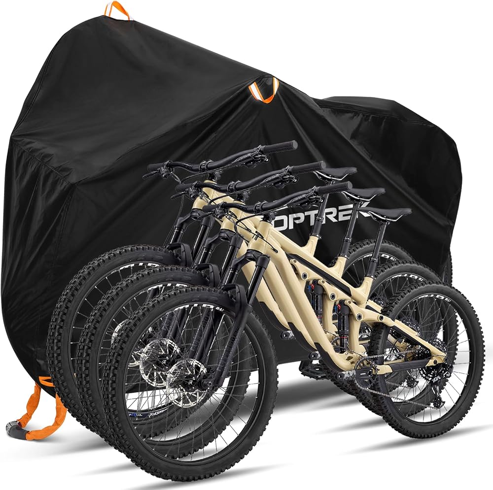 toptrek Bike Cover 210D Waterproof Outdoor 3 Bikes 220x120x110cm with Lock Holes
