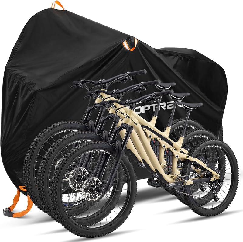 toptrek Bike Cover 210D Waterproof Outdoor 3 Bikes 220x120x110cm with Lock Holes
