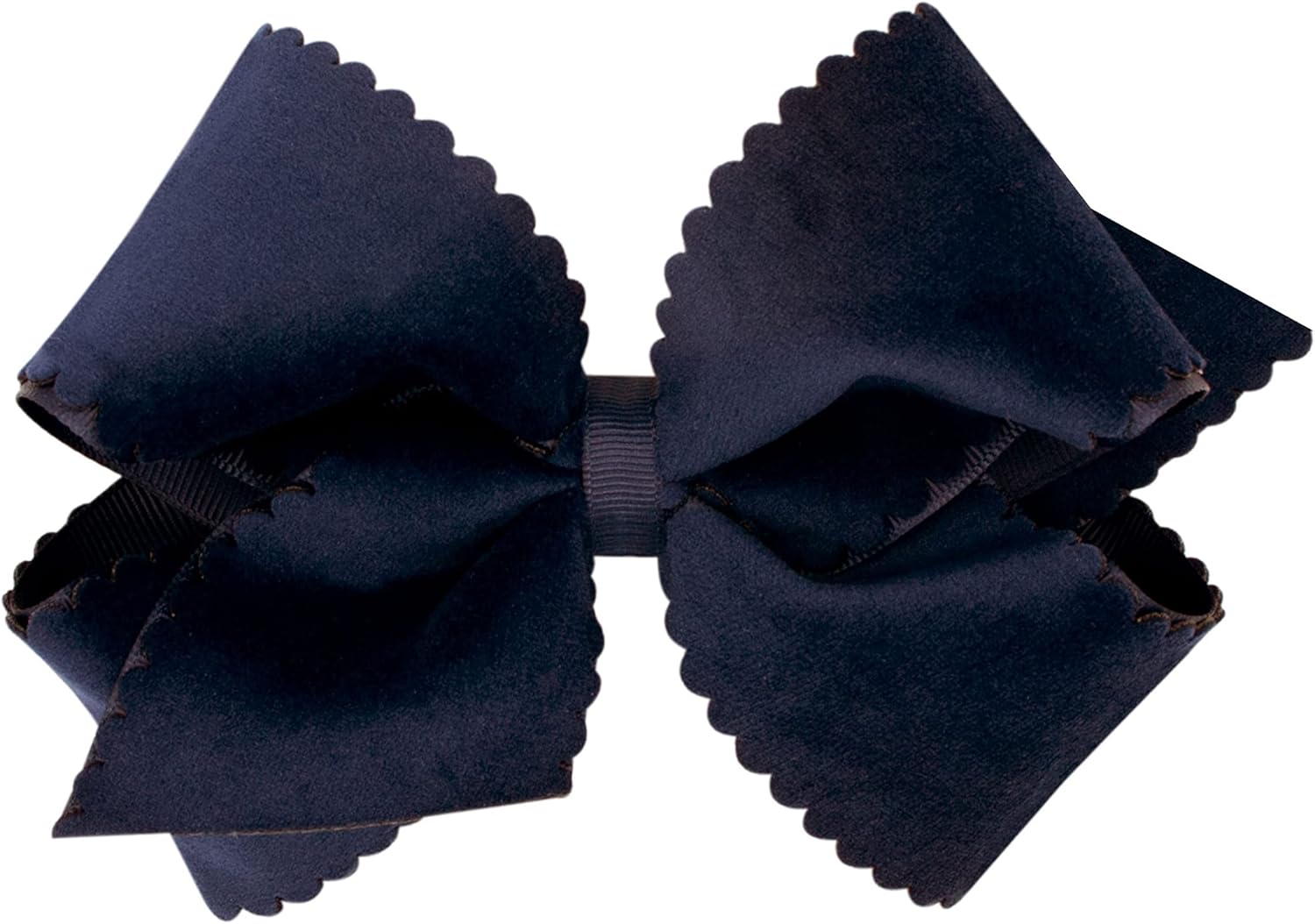 Bows & Ribbons - Wee Ones Girls' Grosgrain Hair Bow with Scalloped Edge Faux Velvet Overlay
