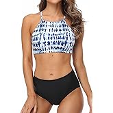 CharmLeaks Women's Bikini Sets High Neck Two Piece Swimsuits Sport Bathing Suits