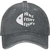 QVXHKP Fishing Cap - Here Fishy Hat for Women & Dad with Deep Heather Design