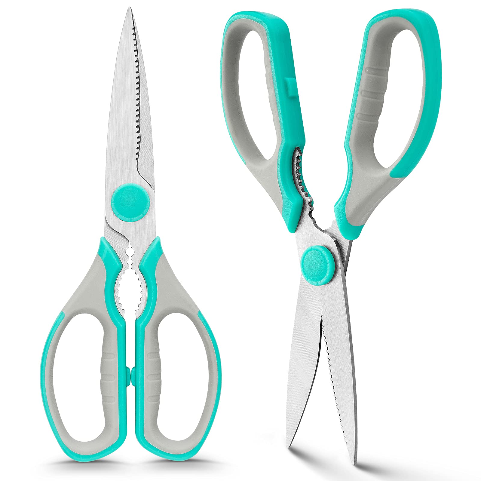WELLSTAR Heavy Duty Kitchen Scissors, Sharp Kitchen Scissors Multipurpose Utility Stainless Steel Scissor, Kitchen Shears for Chicken,Meat, Vegetables, Herbs, BBQ, Bones, Nuts,2-Piece Set