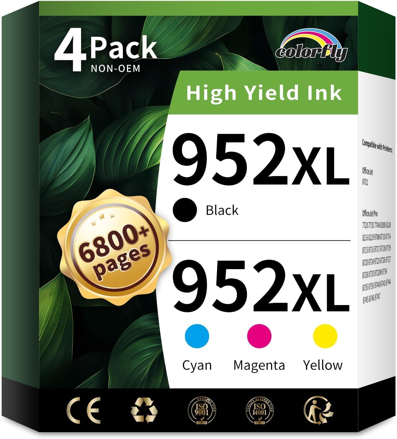 Photo 1 of 952XL Ink Cartridges Combo Pack Replacement for HP 952XL 952 XL Ink Cartridges to Use with HP Officejet Pro 8710 7740 8720 8702 8210 7720 8715 8730 8740 8216 Printer (Black/Cyan/Magenta/Yellow)