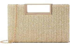 LUI SUI Top Handle Straw Clutch for Women Summer Clutch Straw Evening Bag Raffia Crossbody Purses Woven Beach Clutch