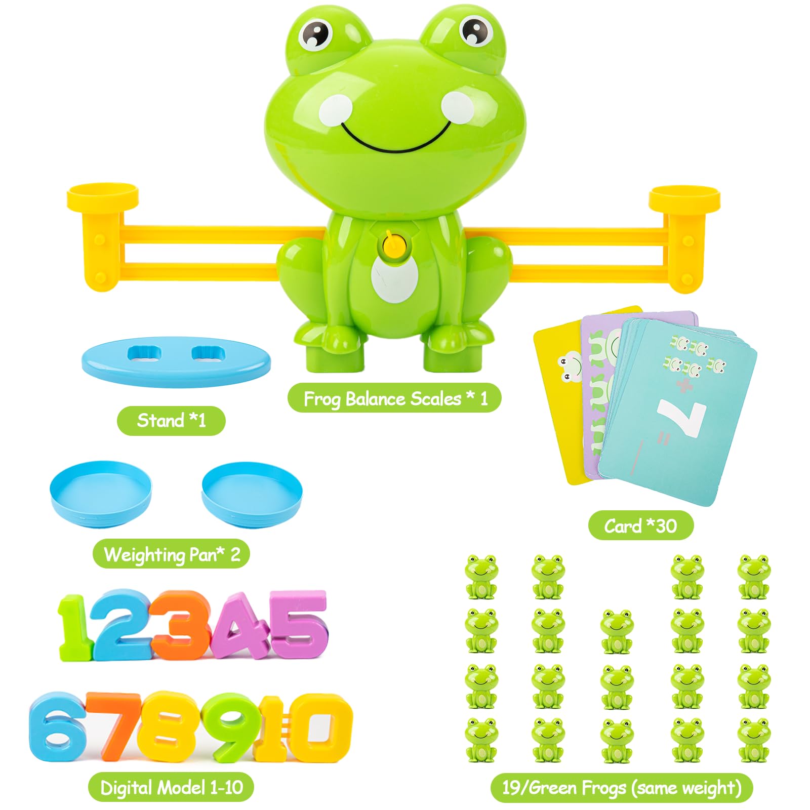 Frog Balance Counting Toys, Cool Math Learning Games for Boys and Girls, Educational Number Preschool Toy, Fun Children's Gift STEM Math Games for Kids Age 3+ (63 PCS)
