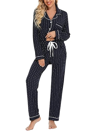 Pajamas Soft Set Women's Long Sleeve Button Sleepwear Long Shirt