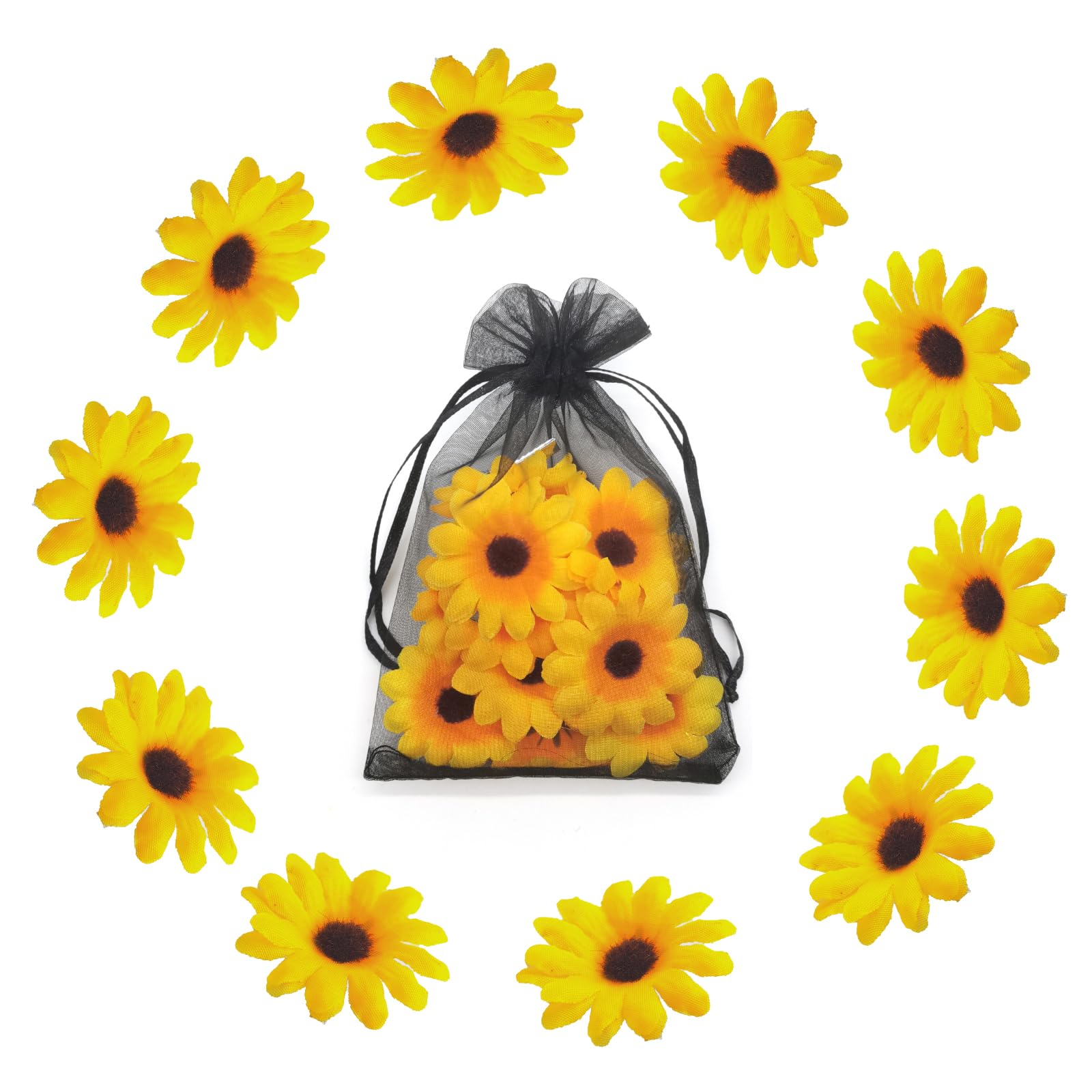 Daisy Hair Clips, 12pcs Flower Hair Clips Pretty Yellow Daisy Flower Hair Accessories for Girl Woman Bride Hair Decoration