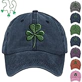 St. Patrick's Day Hat Lucky Clover Embroidered Baseball Cap Adjustable Vintage Trucker Hat for Men and Women