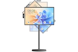 Cozyla Mate 32 Inch Mobile Portable TV Stand on Wheels Support Google Store Full Swivel Rotation Portable Touch Screen Monitor Built-in Battery Smart Rolling Tablet TV 4K Camera Remote Control Black