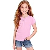 Girls Short Sleeve Shirts Cotton Crew Neck T-Shirt Kids Plain Tees Tops Size 5-12 Years