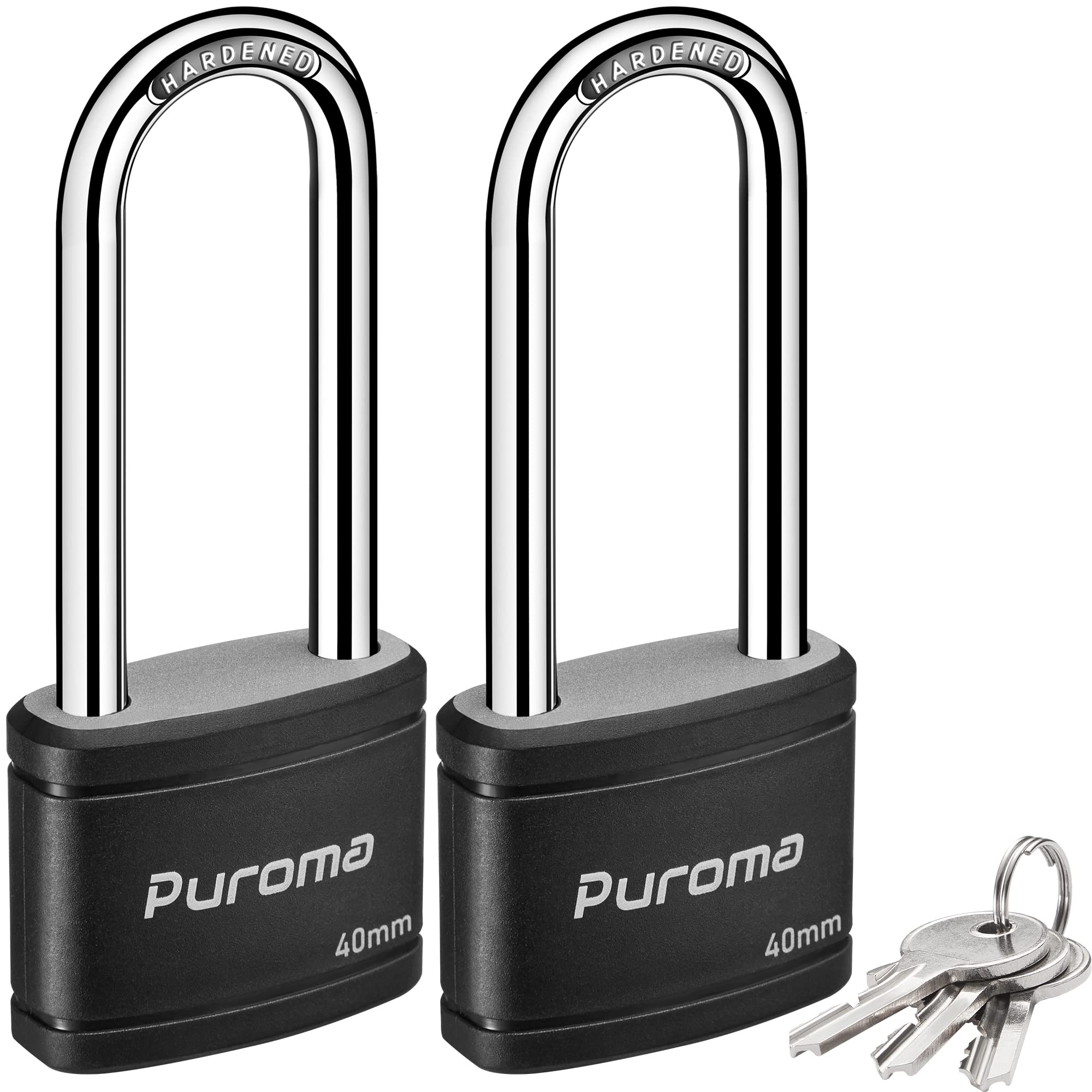 Photo 1 of Puroma 2 Pack Keyed Padlock with 3 Keys, 2.5 Inch Locker Lock 40mm Heavy-Duty Locks for Gate Fence Hasp Cabinet Toolbox School Gym Locker (Black)
