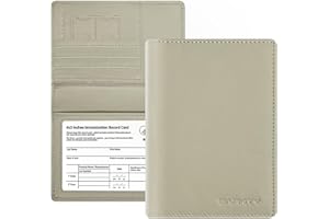 BAPHITY Genuine Leather Passport Holder Wallet Cover for Women,Rfid Travel Wallet Passport Document Holder with Zipper Pocket & Transparent Window Gift for Women - Beige