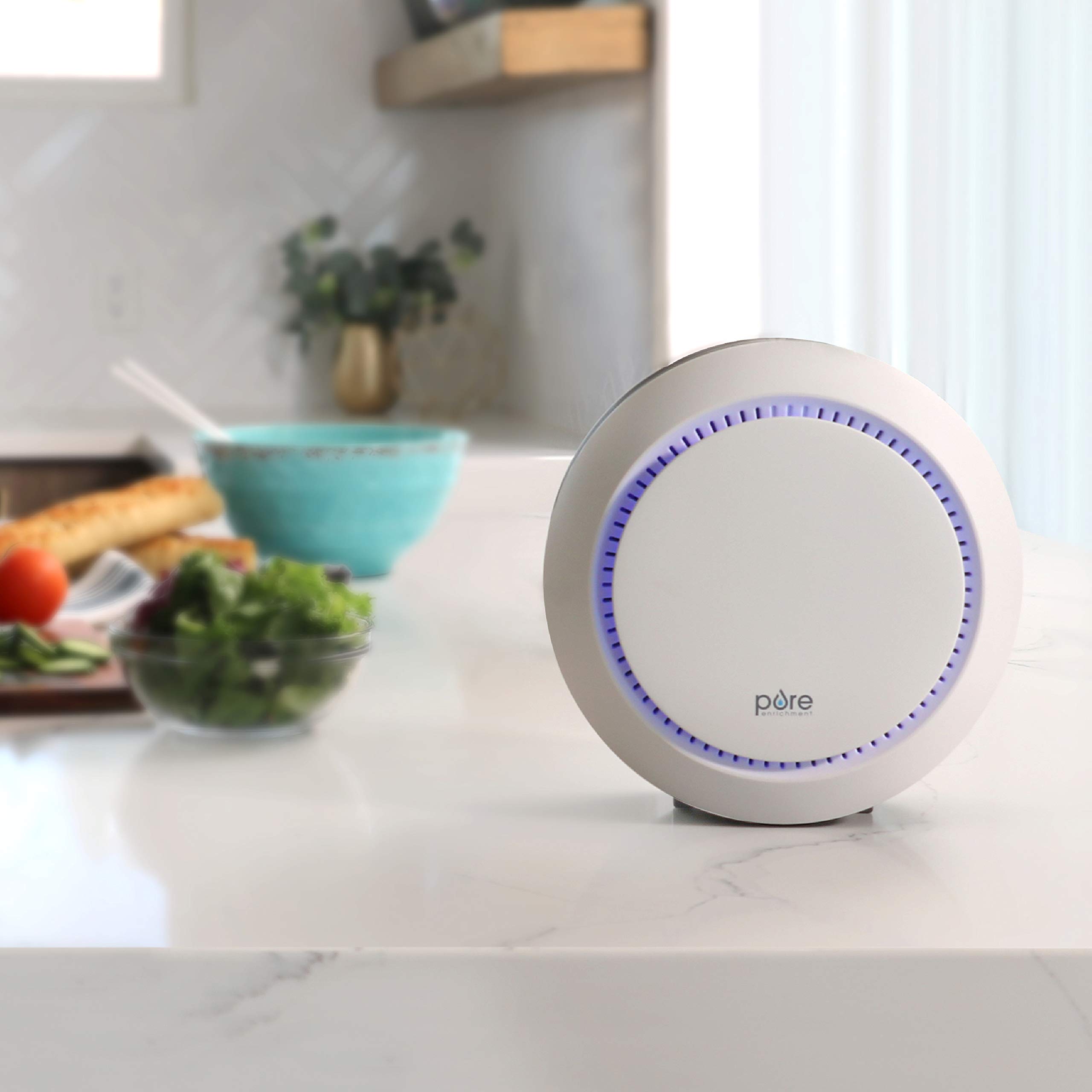 Pure Enrichment PureZone Halo Medium Room Air Purifier, 2 Stage Filtration, Purifies Air of Smoke, Pollen, Dust, and Pet Hair - Easily Fits on Tables, Desks, and Nightstands (White)