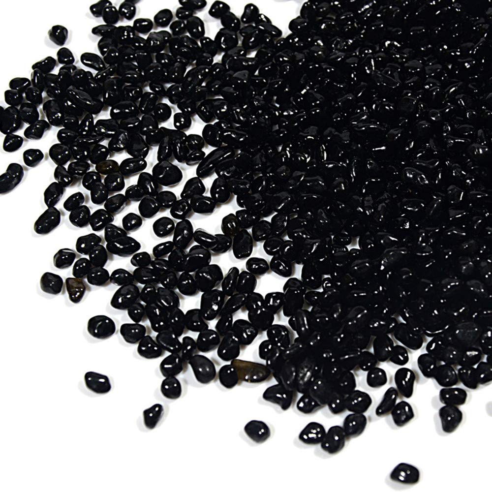 XIZHI 1 Pound Gorgeous Aquarium Decorated Natural Rock Gravel Sand for Fish Turtle Tank Landscape Bottom or Potted Plants Decoration Garden Decoration Pebbles (Black)
