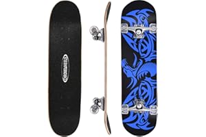 ChromeWheels 31 inch Skateboard Double Kick Skate Board Cruiser Longboard 8 Layer Maple Deck Skateboards for Kids and Beginners