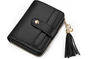 oscaurt Wallet Women Small RFID Blocking Bifold Credit Card Wallets with ID Window and Tassel Zipper Coin Pocket Ladies Wallet