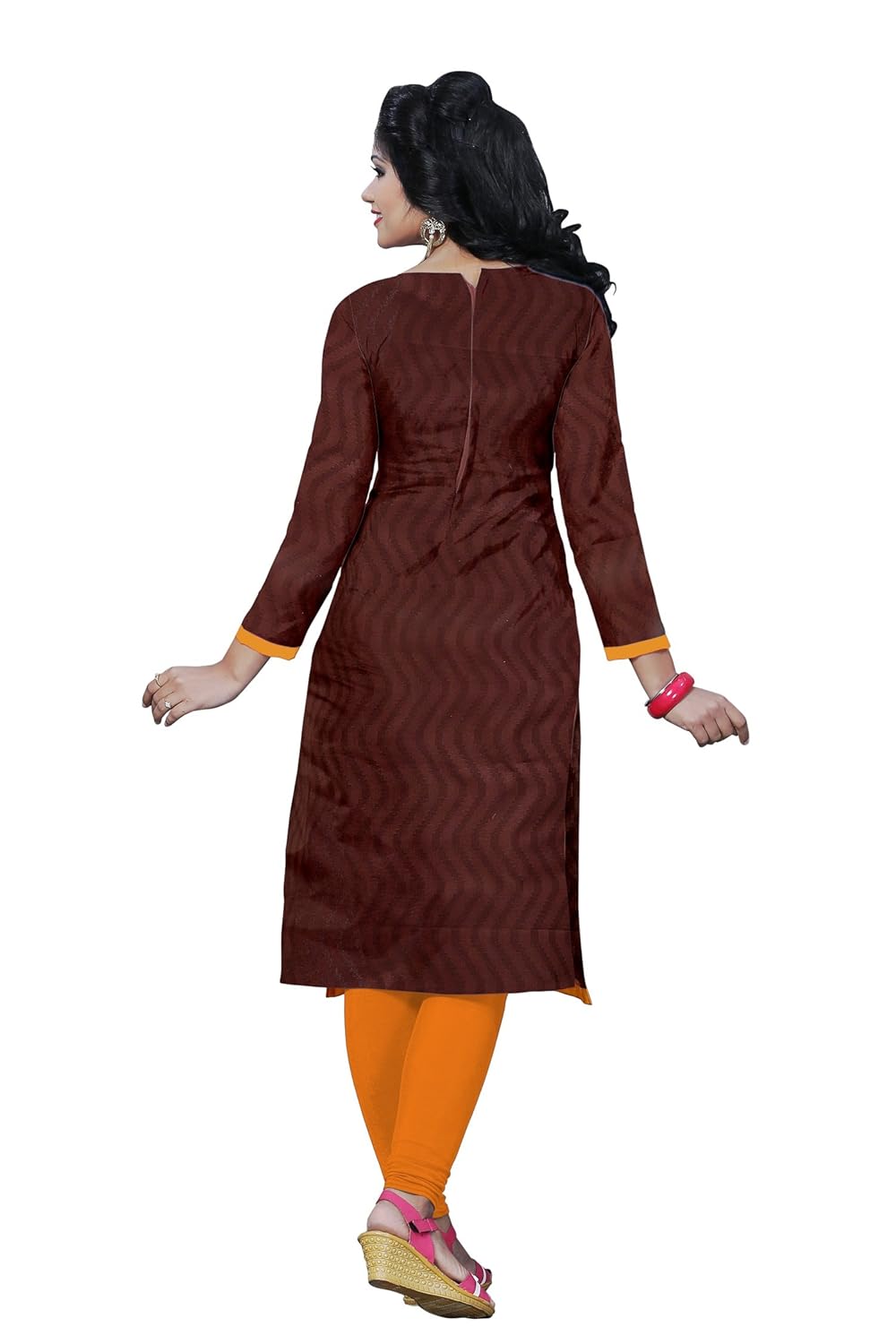 fashion care women's dress material (kcsh01_free size_brown)