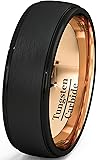 Mens Wedding Band 8mm Black Brushed Tungsten Ring Thin