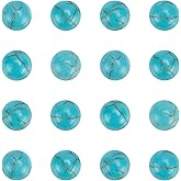 arricraft 100PCS Natural Stone Beads 6mm Turquoise Round Gemstone Loose Beads Flat Back Stone Cabochons Craft Findings for DIY Jewelry Making-Half Round