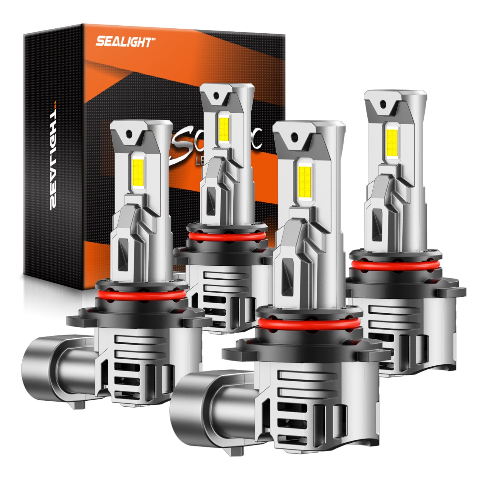 SEALIGHT 9005 9006 Bulbs Combo, 800% Brightness 80000LM, 6500K White Super Bright 9005/HB3 9006/HB4 Fog Light Bulbs, Plug and Play, Pack of 4 Image