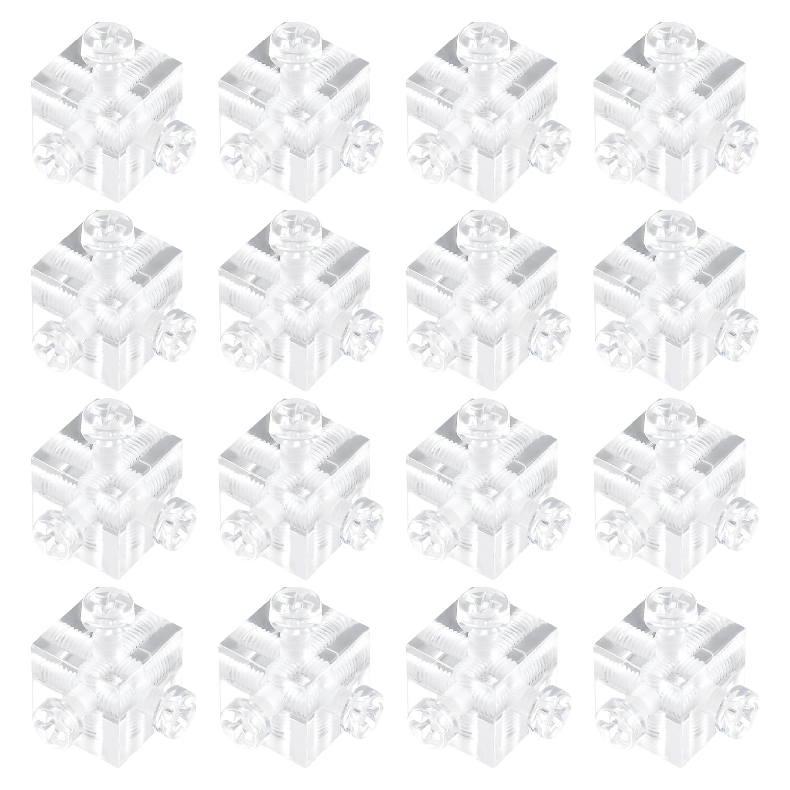 Morobor Acrylic Corner Bracket, 16pcs Clear 6-Hole Cube Joint Brace Brackets with M4 Mounting Screws for Reinforcement Connecting Furniture(10MM) — image 1