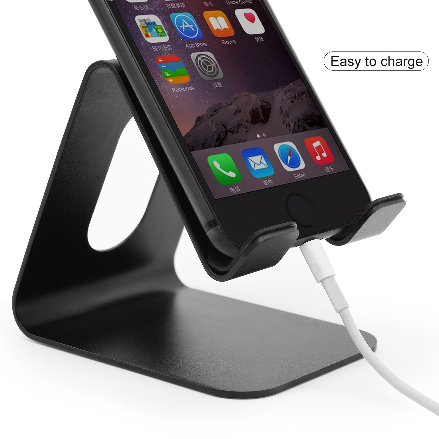 Barsone Cell Phone Stand,Tablet Stand, Universal Desktop Mobile Phone Holder, Aluminium Metal Mobile Phone Tablet PC Stand Table Desk Mount Stand Holder (Updated Black)