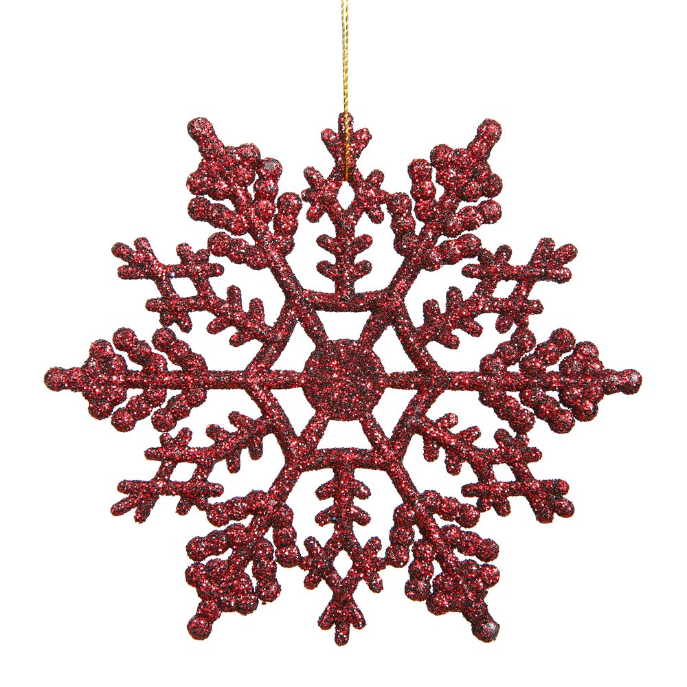 Vickerman 21442 - 4" Burgundy Glitter Snowflake Christmas Tree Ornament (24 pack) (M101405)
