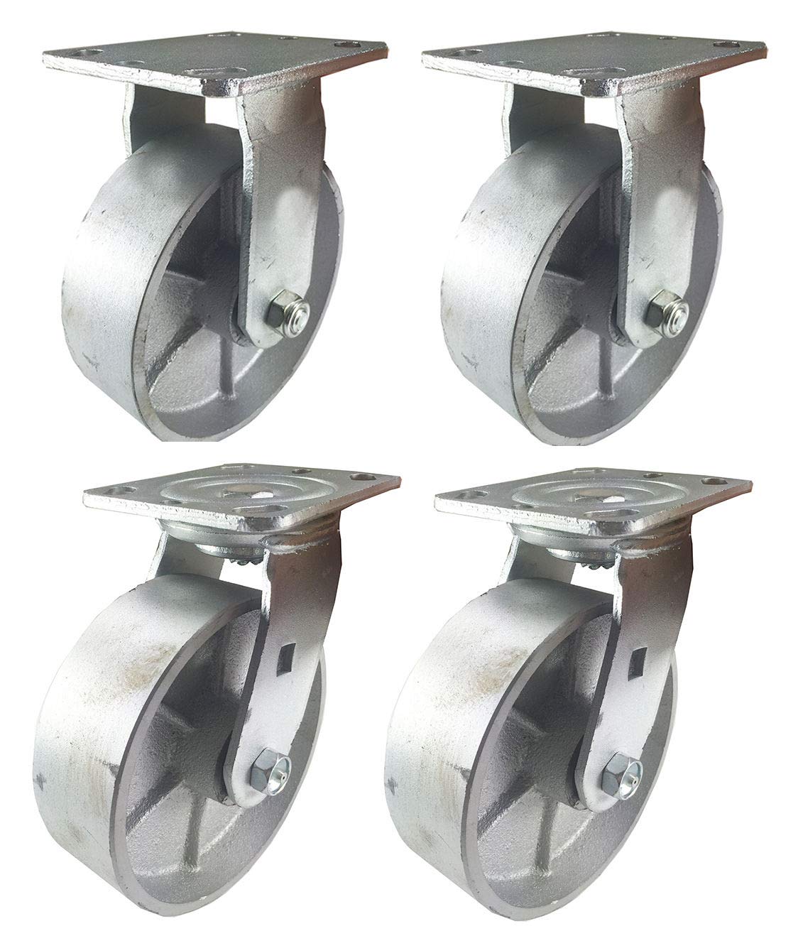 Steel Wheel Caster 6" x 2" 2 Swivels & 2 Rigids